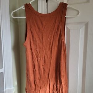 Women's Sleeveless Ribbed Rust Bodysuit